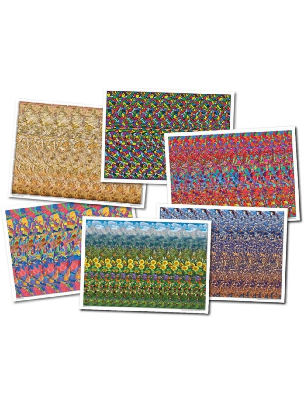 Set of 6 3D Stereogram Art Posters - Unique Wall Decor for Home & Office
